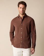 Brooks Brothers Slim Fit Cotton Corduroy Shirt with Spread Collar Brown