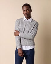 Brooks Brothers Cable Knit Sweater Light Grey