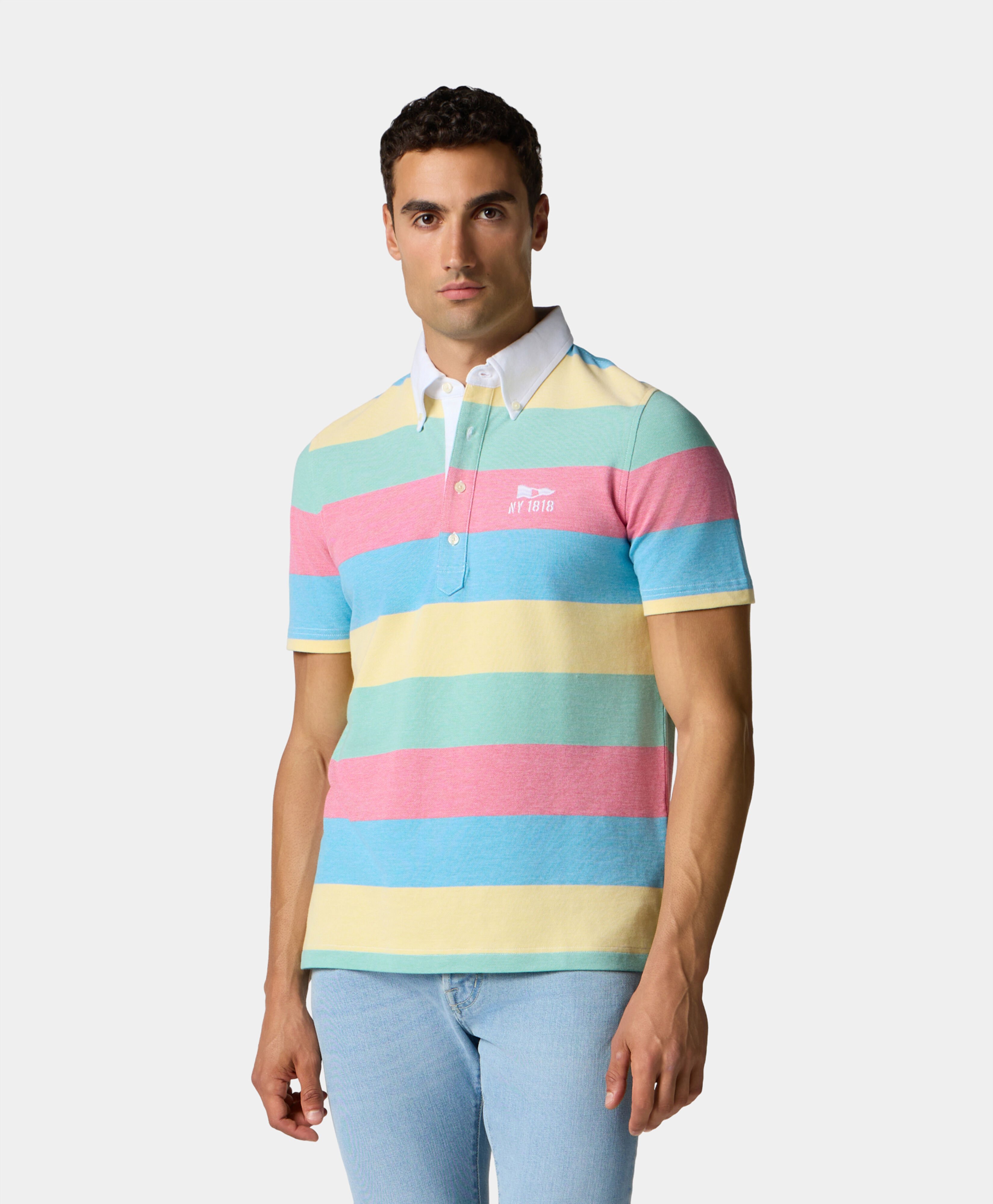 Striped Rugby Pique Polo