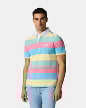 Brooks Brothers Striped Rugby Pique Polo Blue
