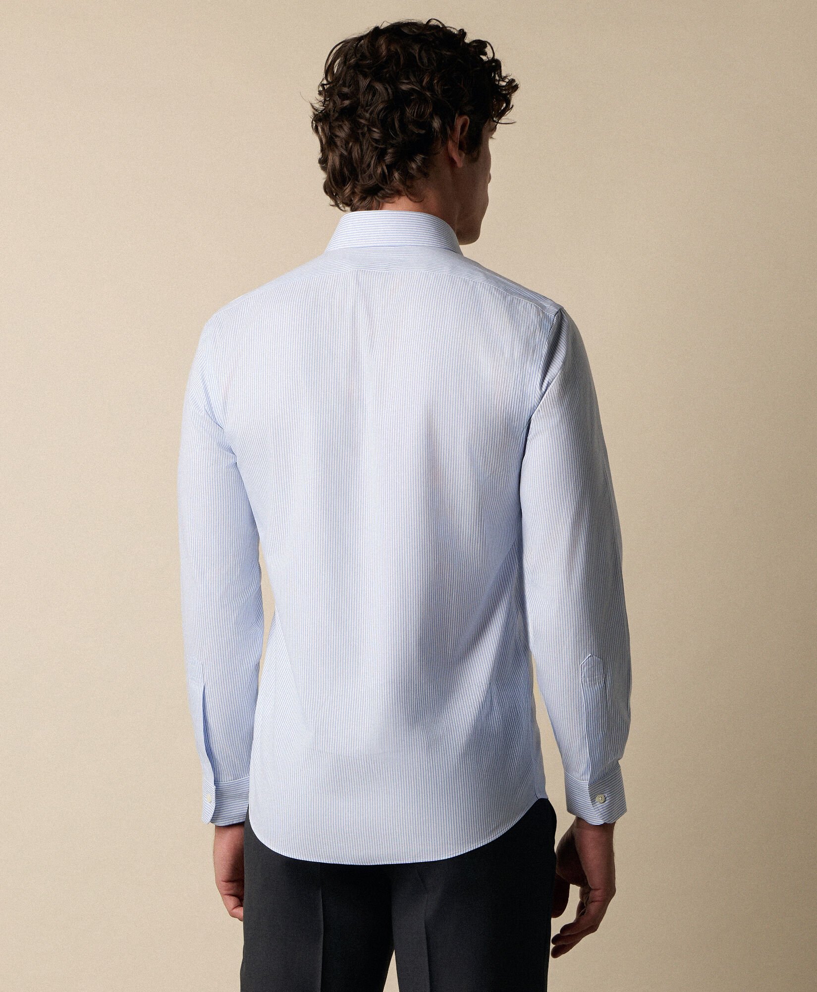 Slim Fit Non-Iron Striped Oxford Pinpoint Shirt with Button Down Collar