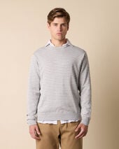 Brooks Brothers Striped Cotton-Silk-Linen Crewneck Grey Brooks Brothers Striped Cotton-Silk-Linen Crewneck Grey