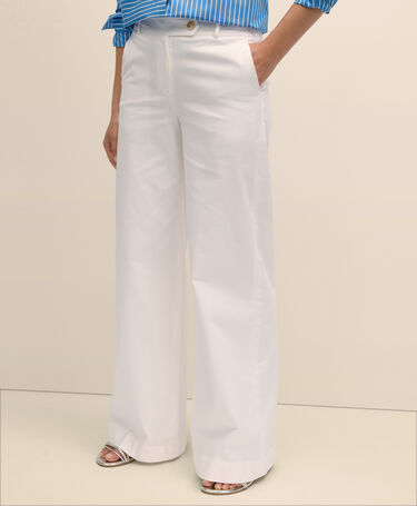 Brooks Brothers Wide Leg Cotton Twill Pant White