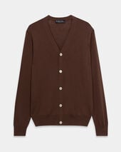 Brooks Brothers V-Neck Cotton-Linen Cardigan Rust