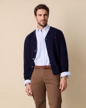 Brooks Brothers Cardigan aus Lammwolle mit Logo Marineblau