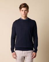 Brooks Brothers Crewneck Cotton-Linen Sweater Navy