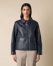 Brooks Brothers Leather Shirt Collar Jacket Navy