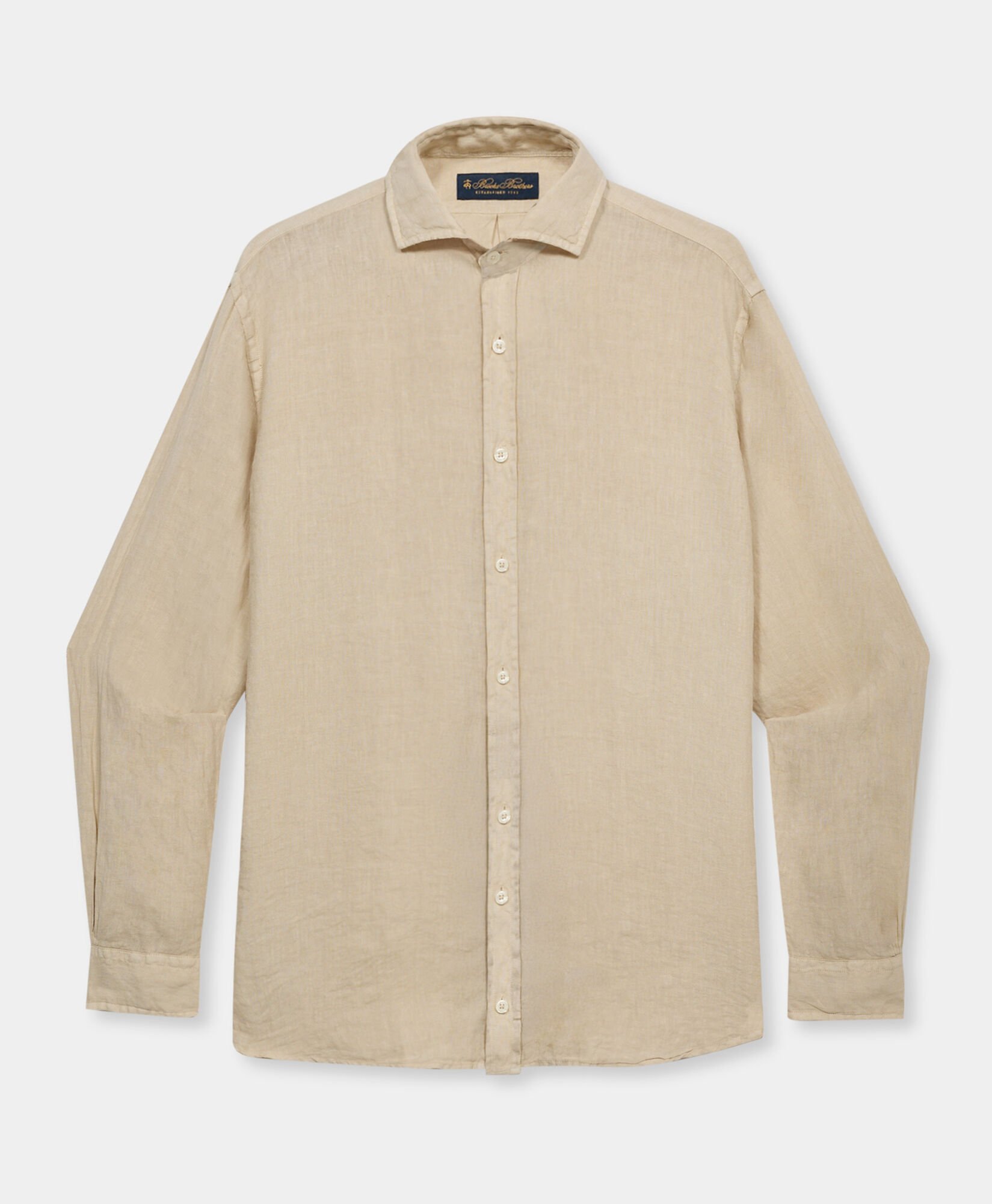 Regular Fit Linen Shirt with Spread Collar
