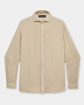 Brooks Brothers Regular Fit Linen Shirt with Spread Collar Beige
