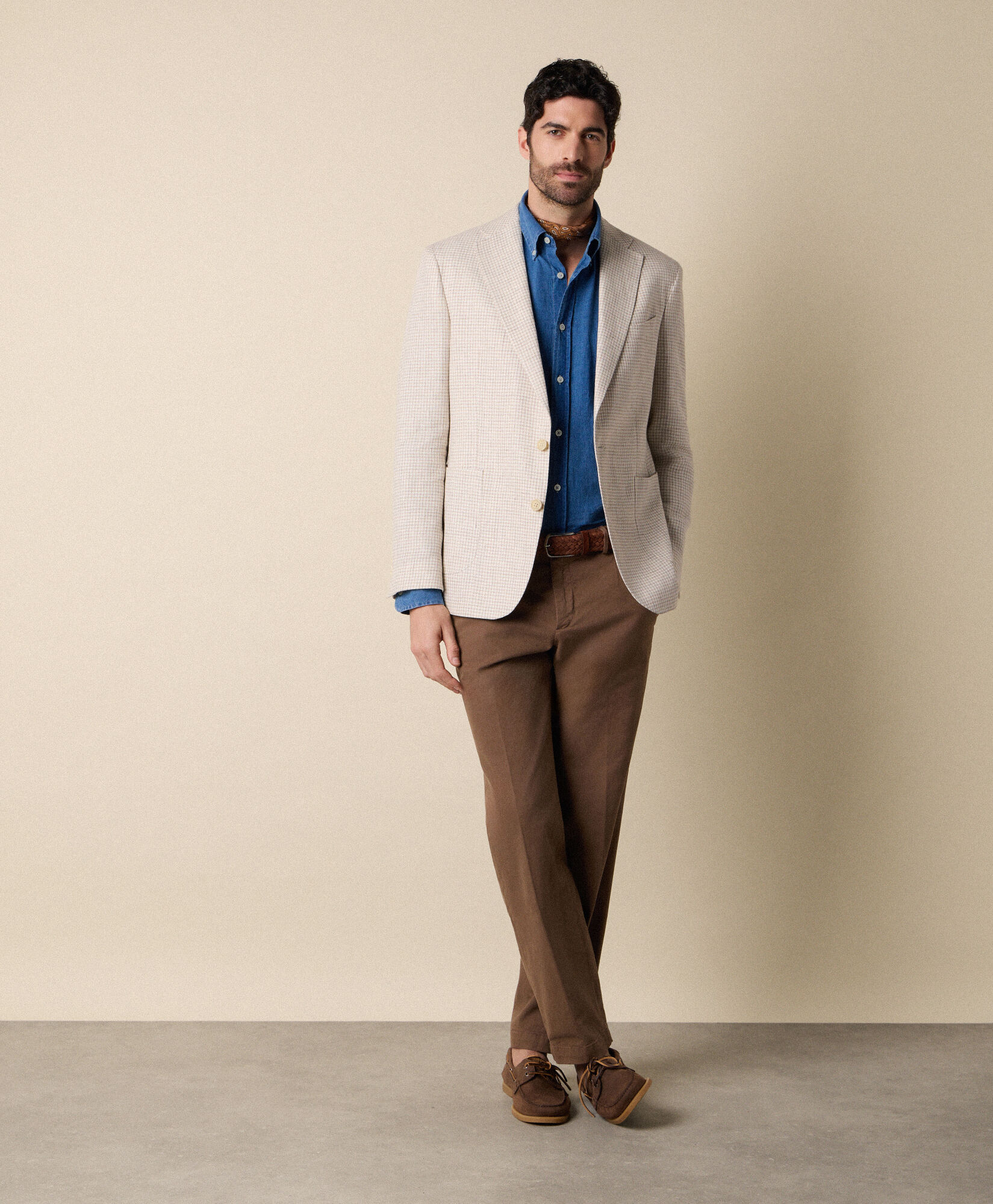 Pied de Poule Linen-Wool Blazer