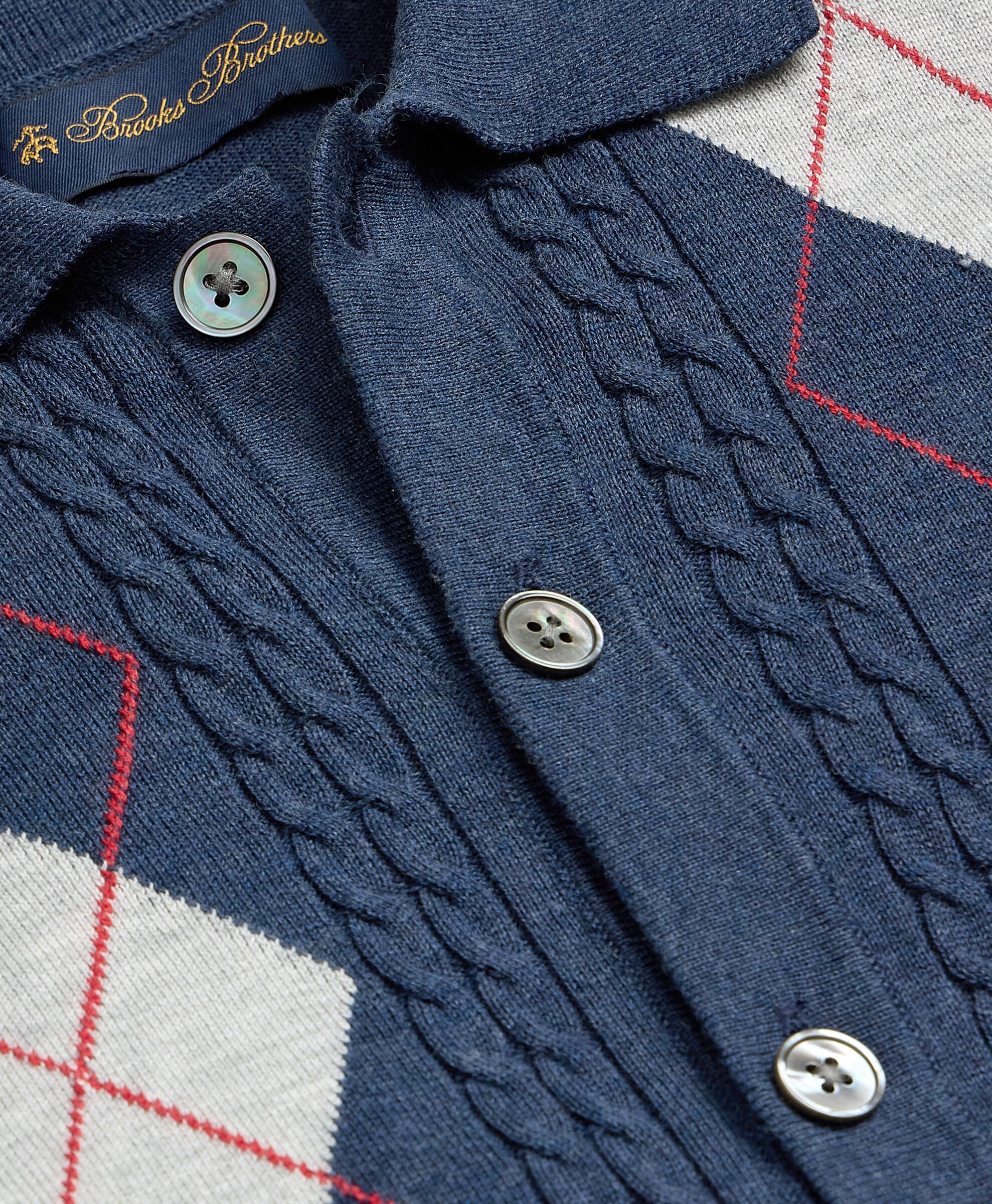 Jersey Intarsia Argyle Polo Cardigan