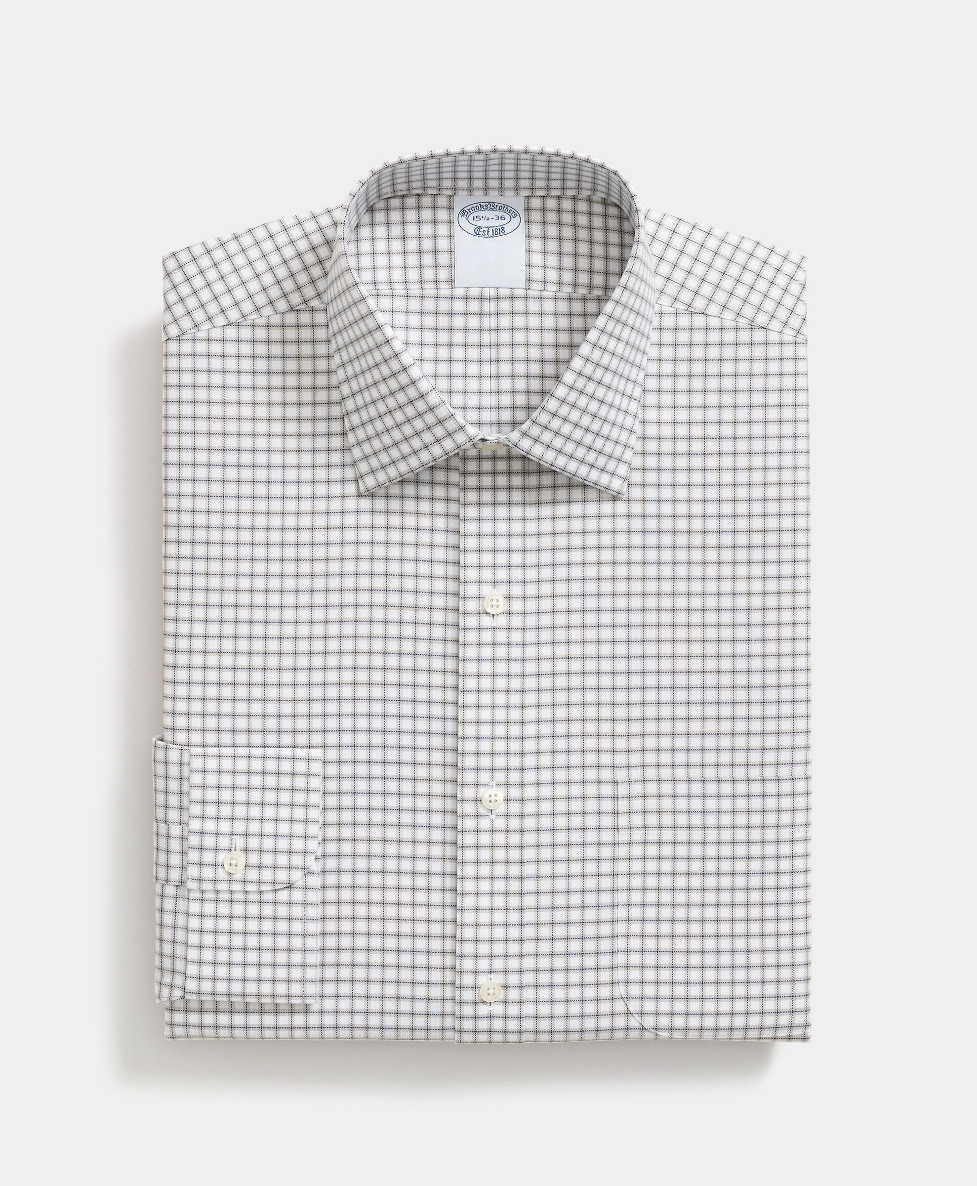 Regular Fit Non-Iron Checked Supima Cotton Shirt with Ainsley Collar