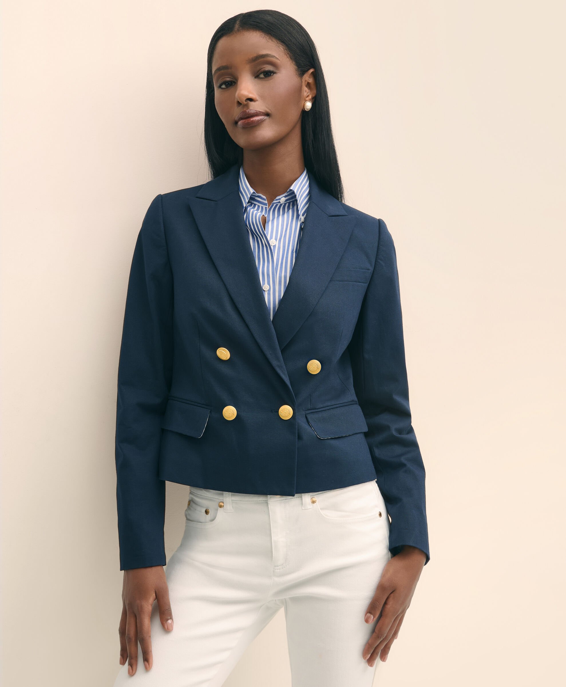 Cropped Double-Breasted Faille Blazer