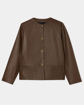 Brooks Brothers Collarless Jacket Brown