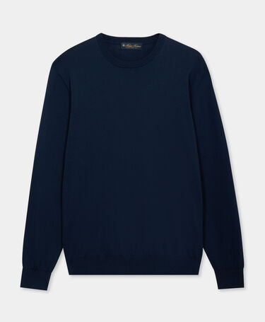Brooks Brothers Mercerized Cotton Crewneck Sweater Navy