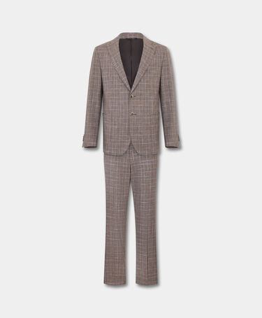 Brooks Brothers Kleid aus Baumwollmischung mit Glen Plaid-Muster Sand