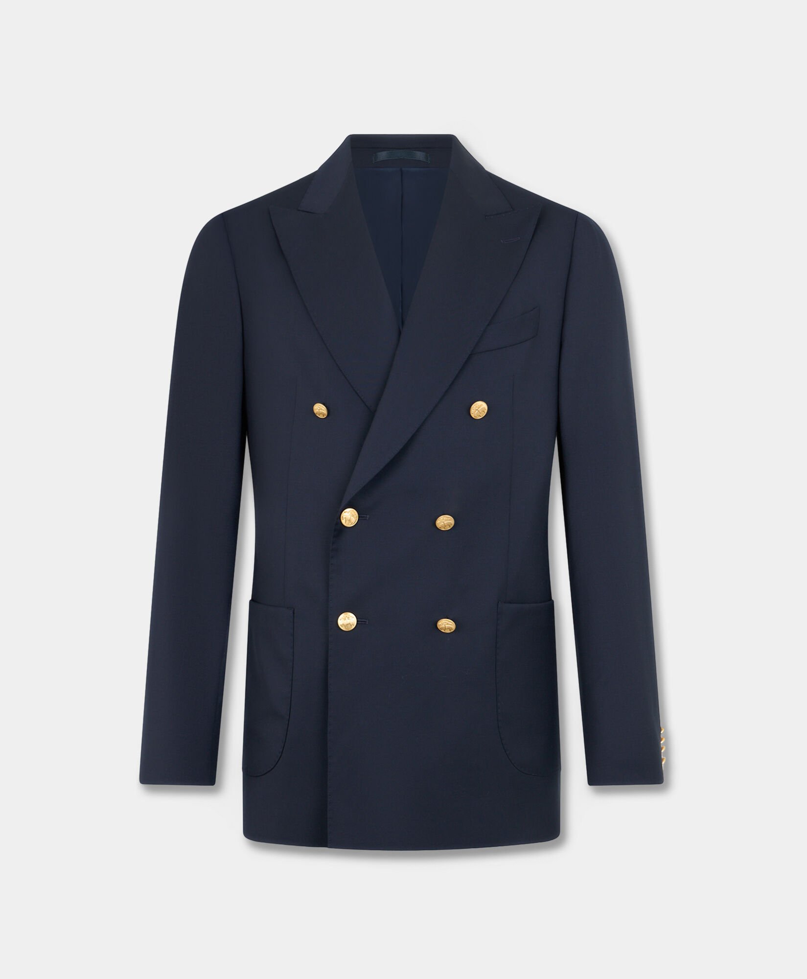 Gold Buttons Double-Breasted Virgin Wool Blazer