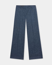Brooks Brothers Wide Leg Pinstripe Trousers Denim