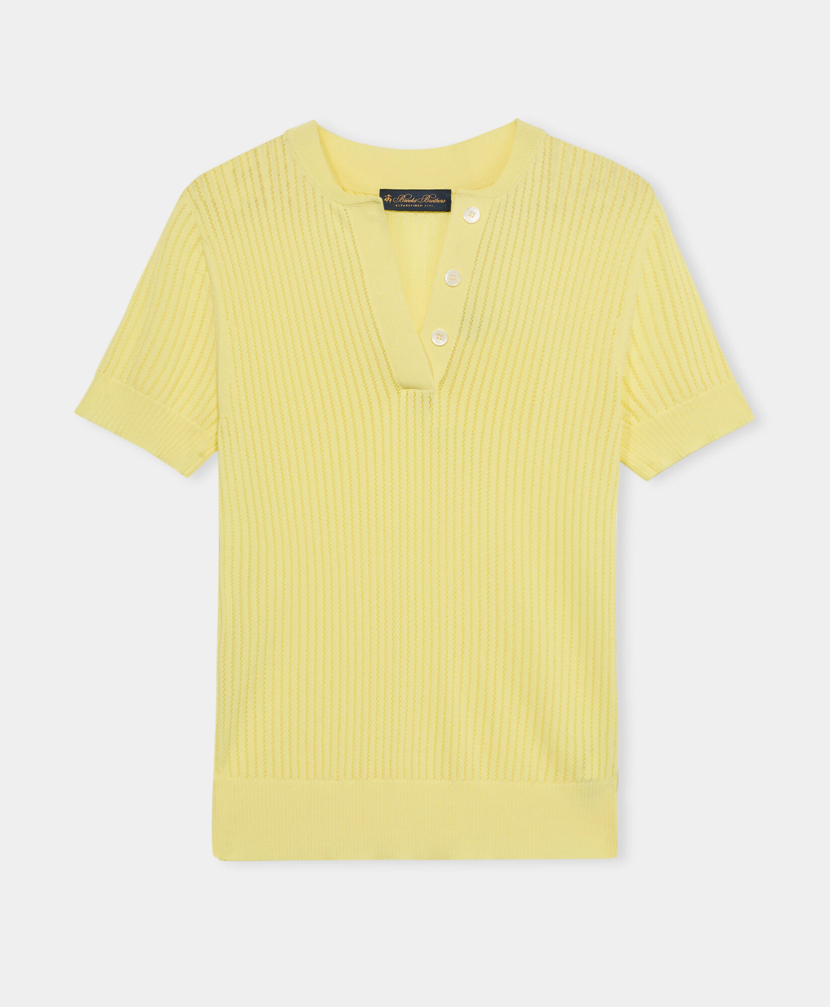 Pointelle Viscose Henley Knit Polo
