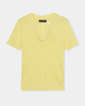 Brooks Brothers Pointelle Viscose Henley Knit Polo Yellow