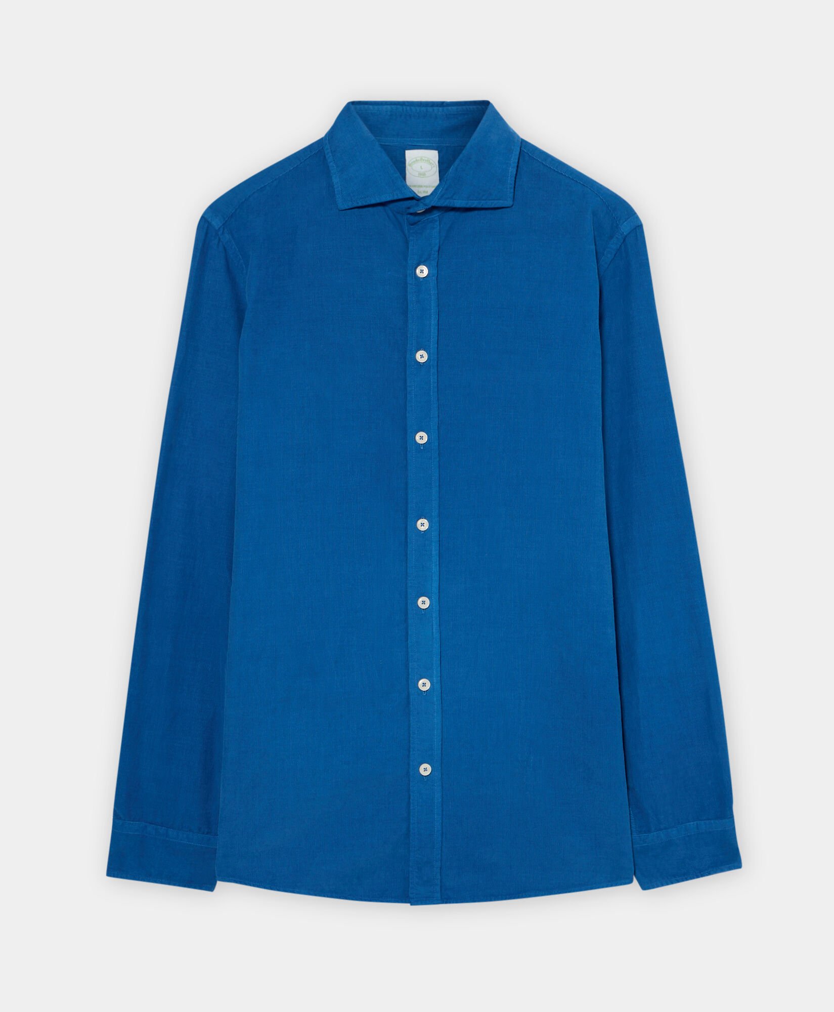 Slim Fit Cotton Corduroy Shirt with Spread Collar