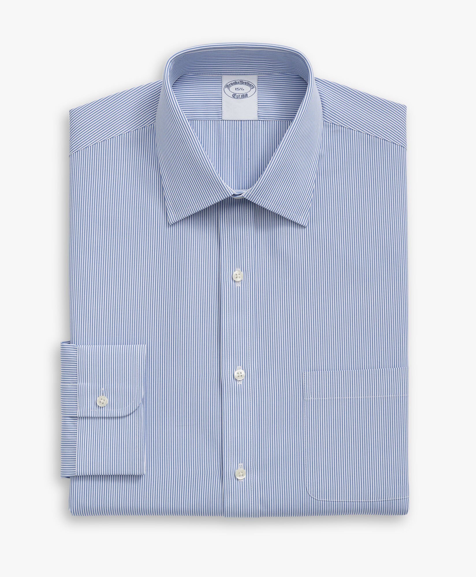 Regular Fit Non-Iron Striped Cotton Shirt with Ainsley Collar