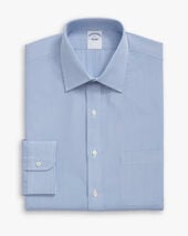 Brooks Brothers Camicia Regular Fit Non-Iron in Cotone a Righe con Collo Ainsley Blu