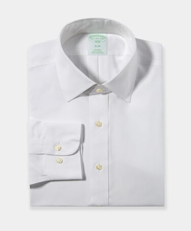 Brooks Brothers Slim Fit Non-Iron Oxford Shirt with Ainsley Collar White