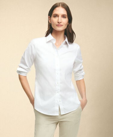 Brooks Brothers Hemd aus Oxford mit Spitzkragen Weiß