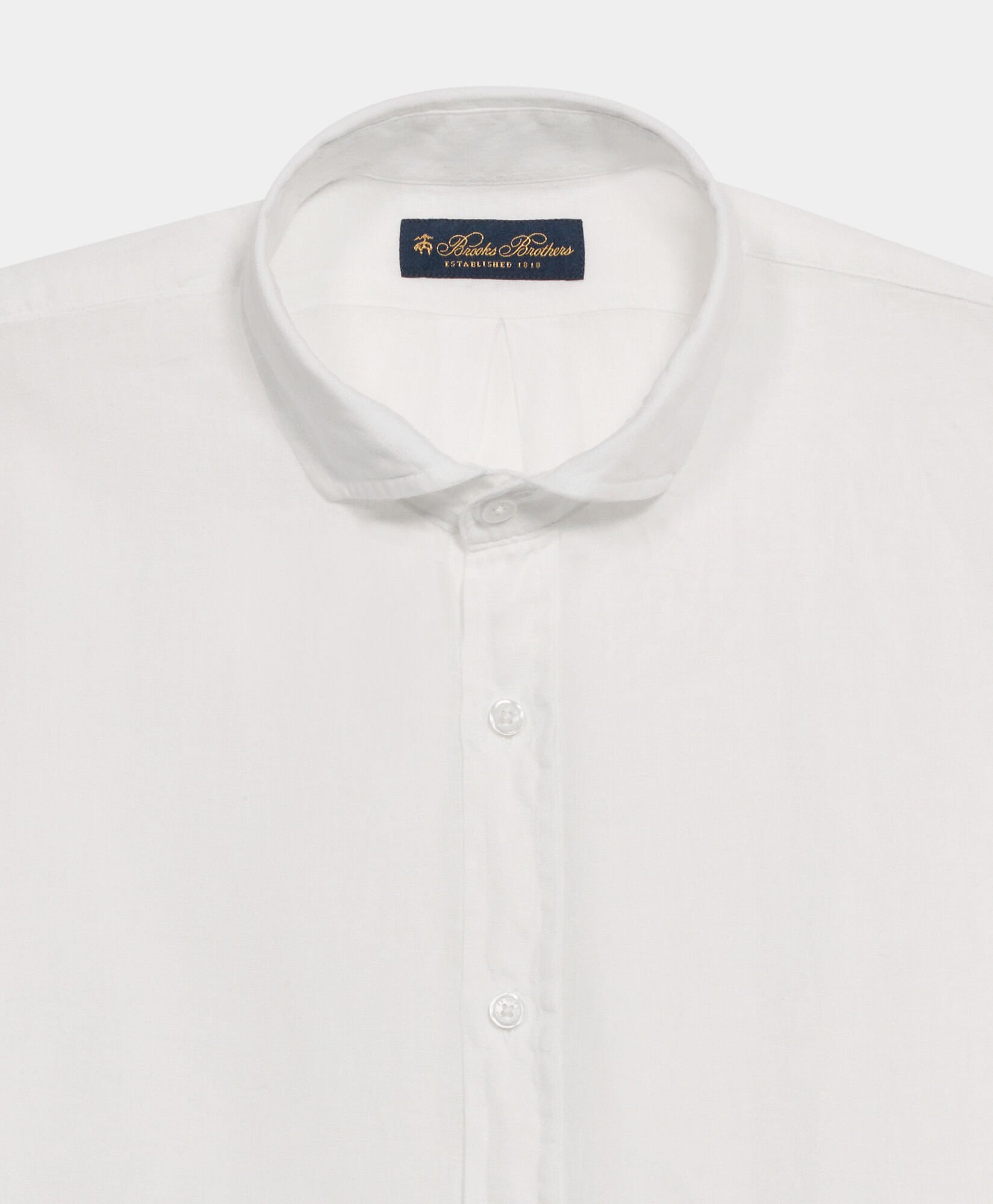 Slim Fit Linen Shirt with Spread Collar