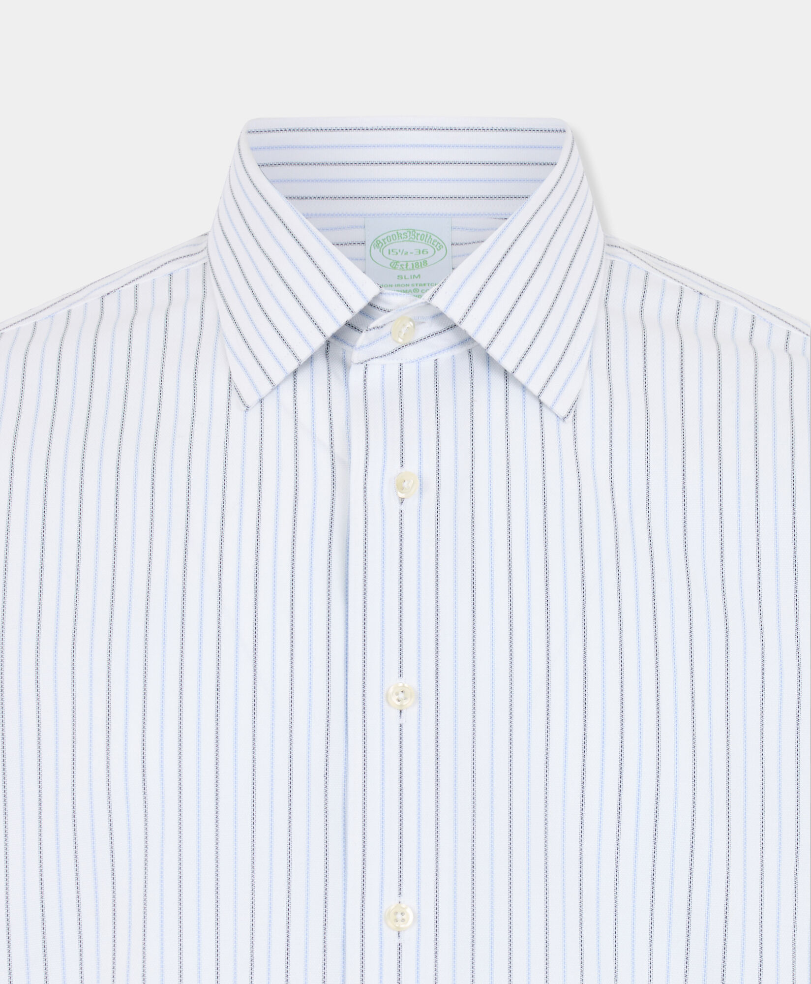 Slim Fit Non-Iron Striped Royal Oxford Shirt with Ainsley Collar