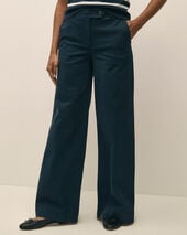 Brooks Brothers Wide Leg Cotton Twill Pant Navy