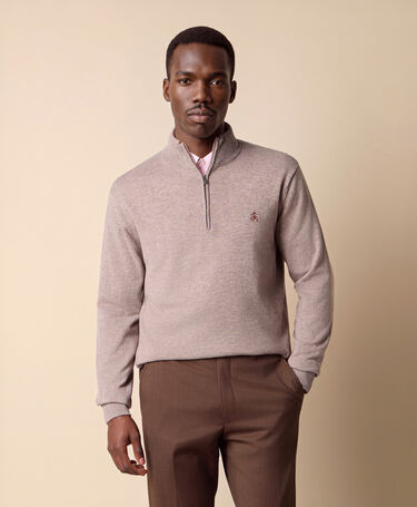 Brooks Brothers Sweter Half Zip z Logo Jasny Taupe