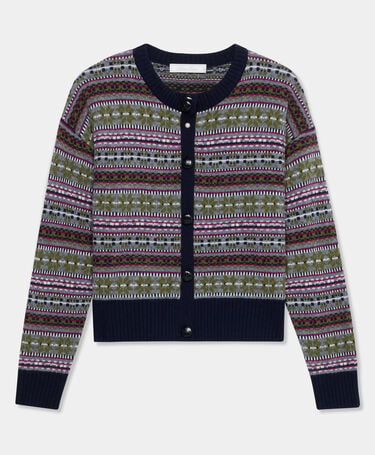 Brooks Brothers Fair-Isle-Cardigan aus Lammwolle Mittelgrau