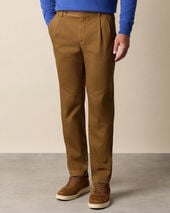 Brooks Brothers Cotton Gabardine Pleated Chino Tobacco