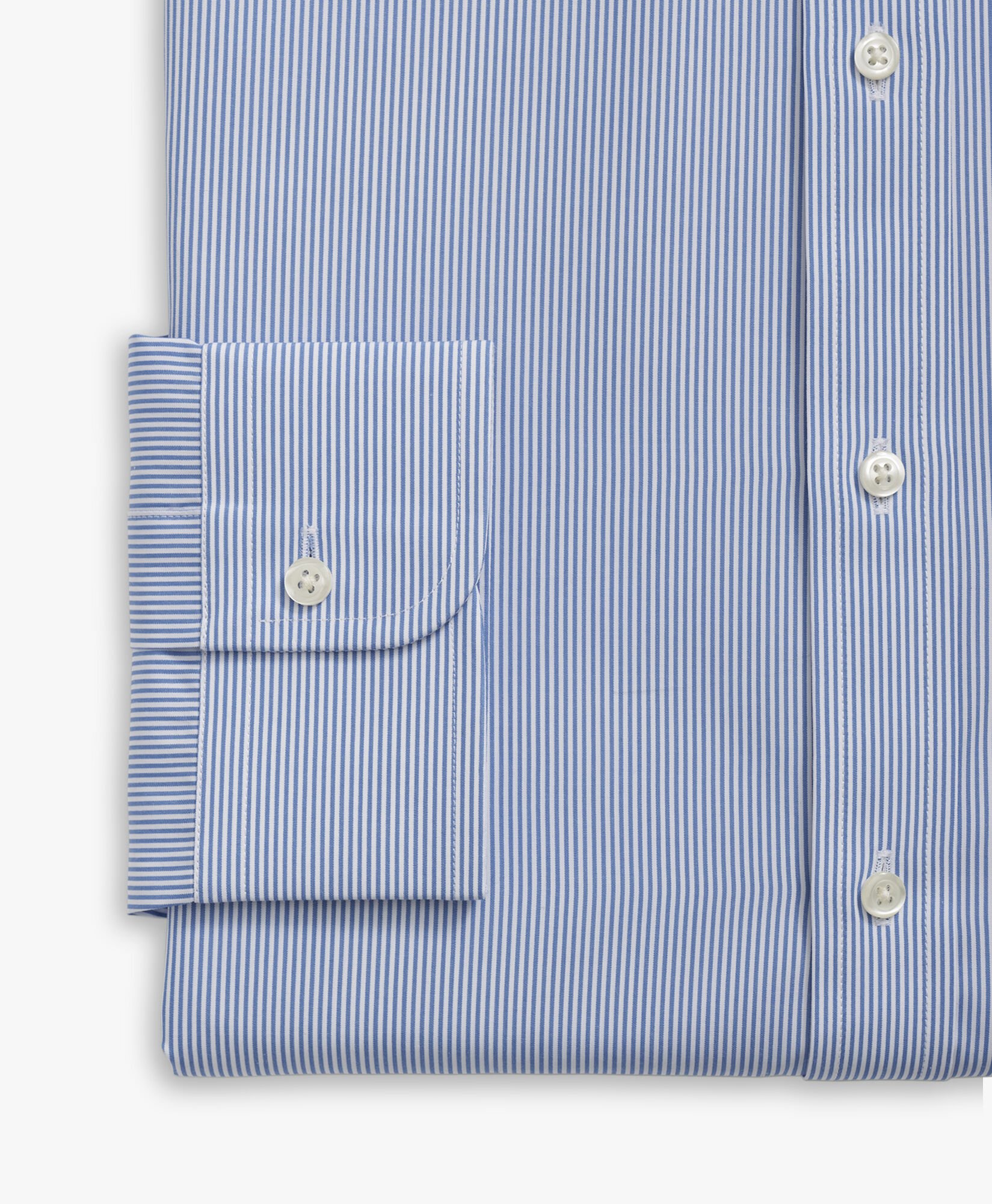 Regular Fit Non-Iron Striped Cotton Shirt with Ainsley Collar
