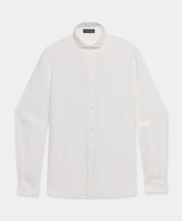 Brooks Brothers Slim Fit Linen Shirt with Spread Collar White