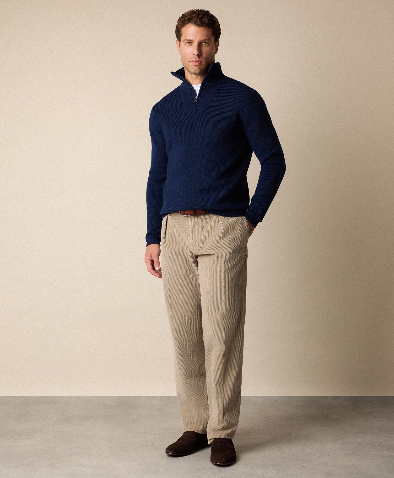 Half Zip Merino Wool Sweater