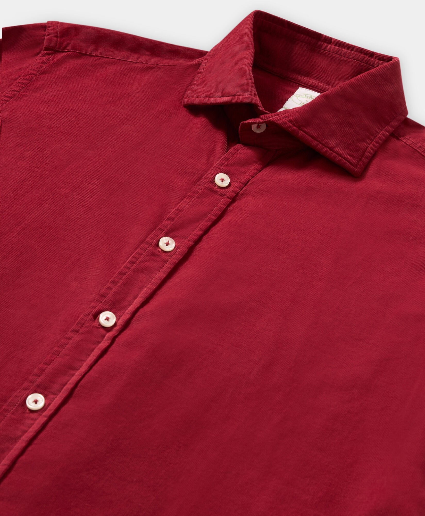 Slim Fit Cotton Corduroy Shirt with Spread Collar