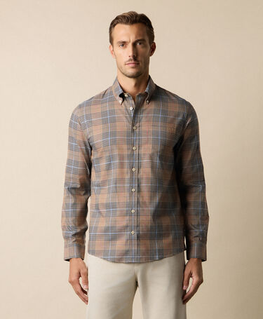 Brooks Brothers Slim Fit Non-Iron Plaid Stretch Twill Shirt with Button Down Collar Incense