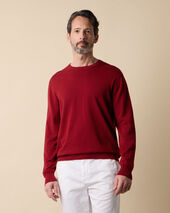 Brooks Brothers Pull Col Rond en Coton Makò Bordeaux