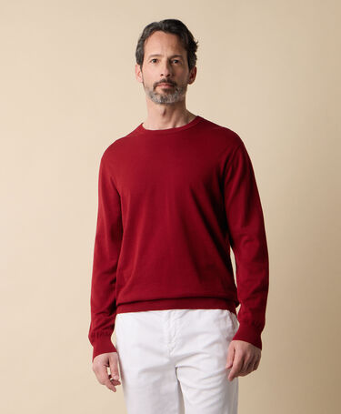 Brooks Brothers Pull Col Rond en Coton Makò Bordeaux