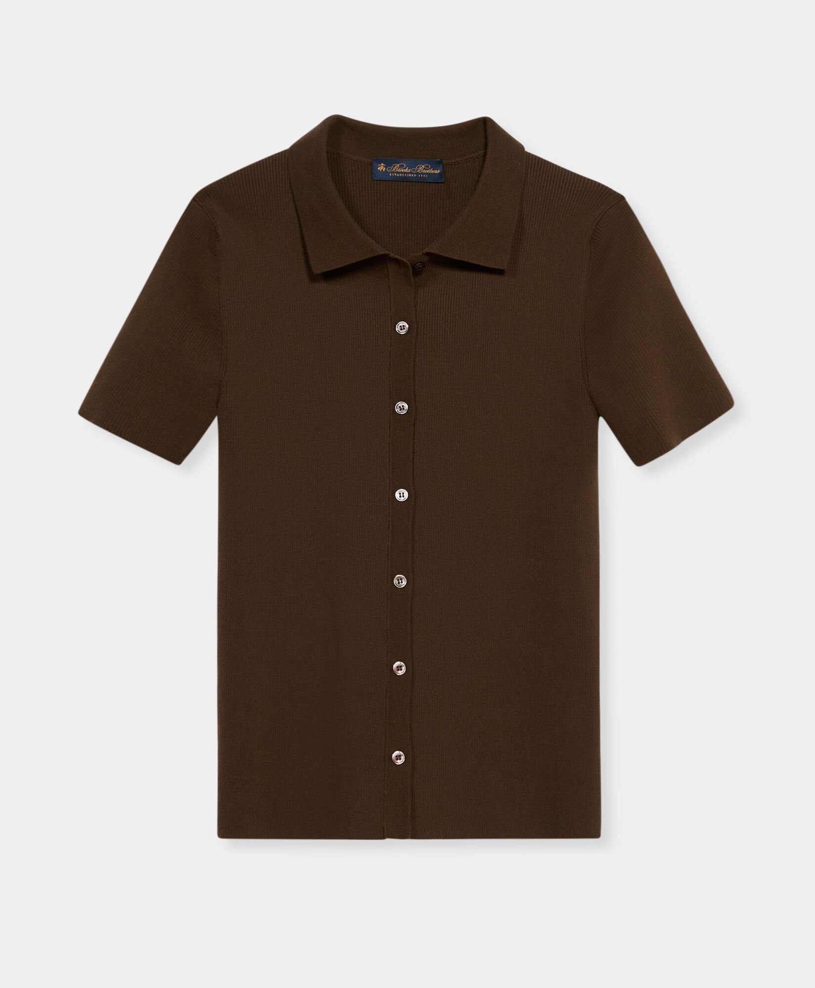 Rib-Knit Polo Cardigan