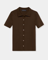 Brooks Brothers Rib-Knit Polo Cardigan Brown