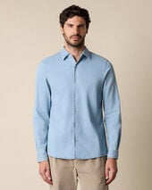 Brooks Brothers Slim Fit Denim Tencel Blend Shirt with Open Collar Bleached Blue