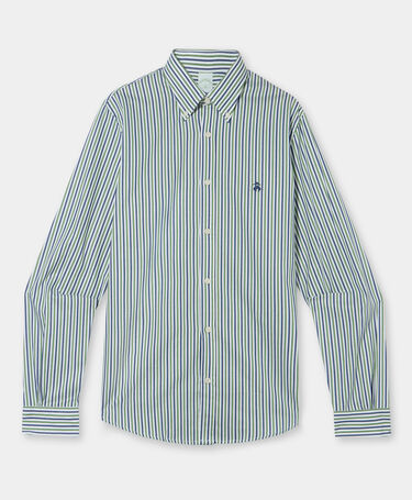 Brooks Brothers Slim Fit Shirt with Button Down Collar Basil