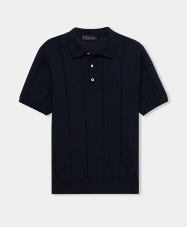 Brooks Brothers Cotton-Linen Knit Polo Navy