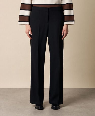 Brooks Brothers Wide-Leg Virgin Wool Pants Black