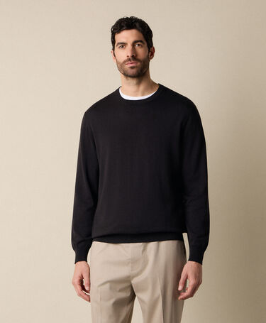 Brooks Brothers Mercerized Cotton Crewneck Sweater Black