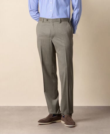 Brooks Brothers Flat Front Performance Twill Virgin Wool Trousers Sage